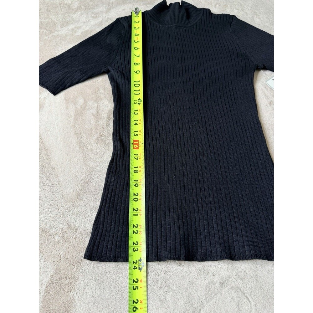 Madison Grey Women’s Ribbed Mock Neck 3/4 Sleeve Top Black NWT Size S - Picture 13 of 16